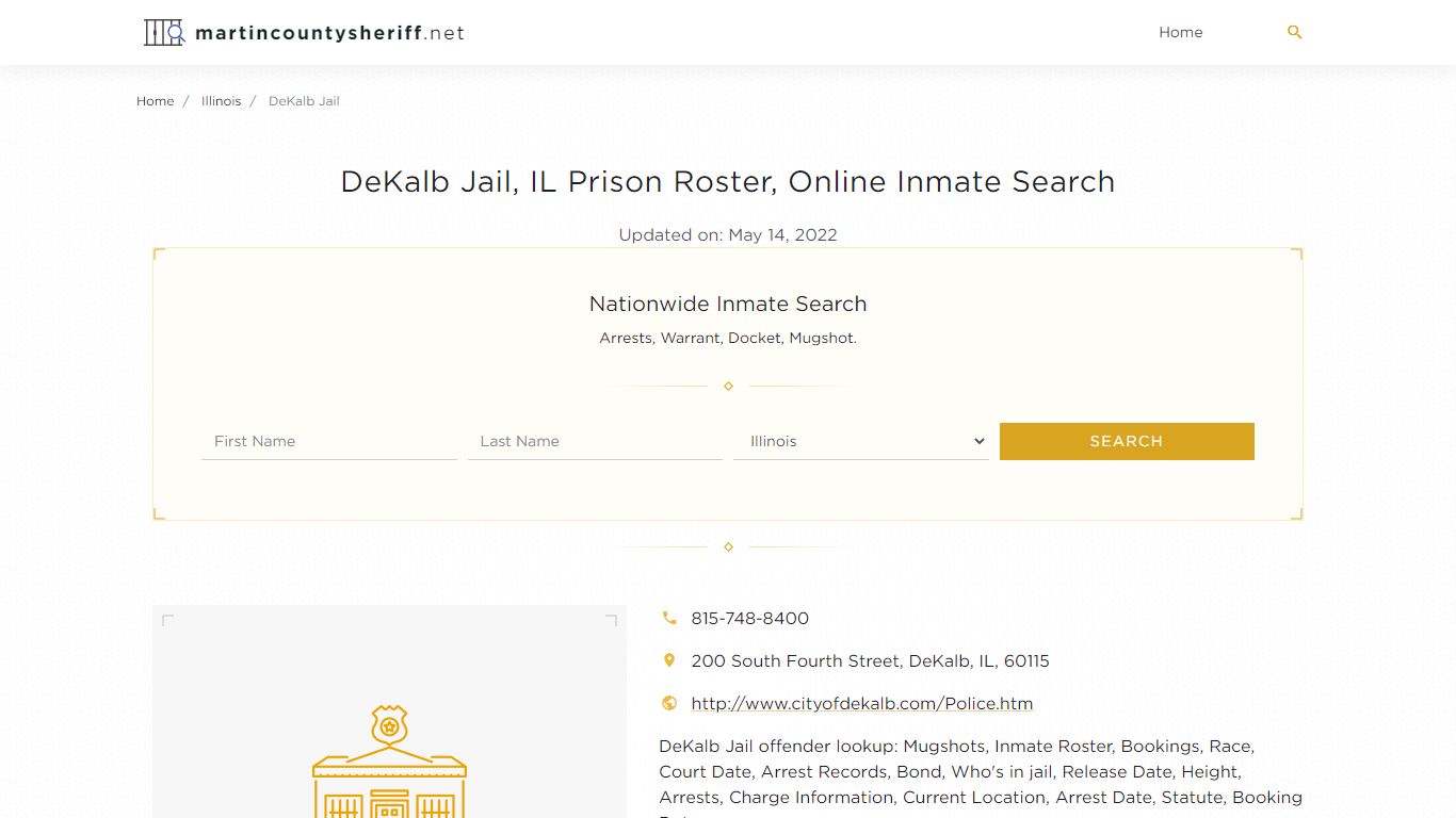 DeKalb Jail, IL Prison Roster, Online Inmate Search ...